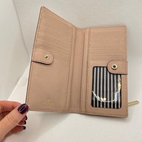 Kate Spade Wallet Pink and White with Gold Accents - Picture 4 of 11